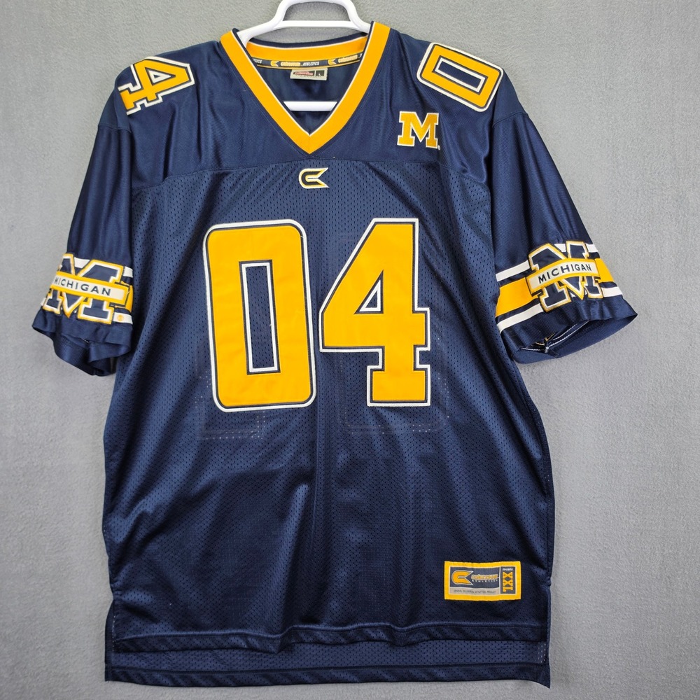 Michigan Wolverines Football Jersey 04 Navy Blue Large Mesh Vintage Colosseum